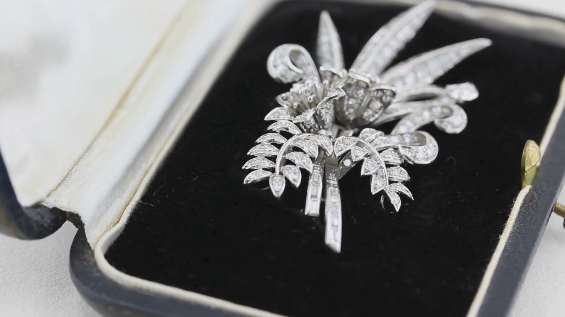 Vintage Diamond Flower Spray Brooch c.1950s