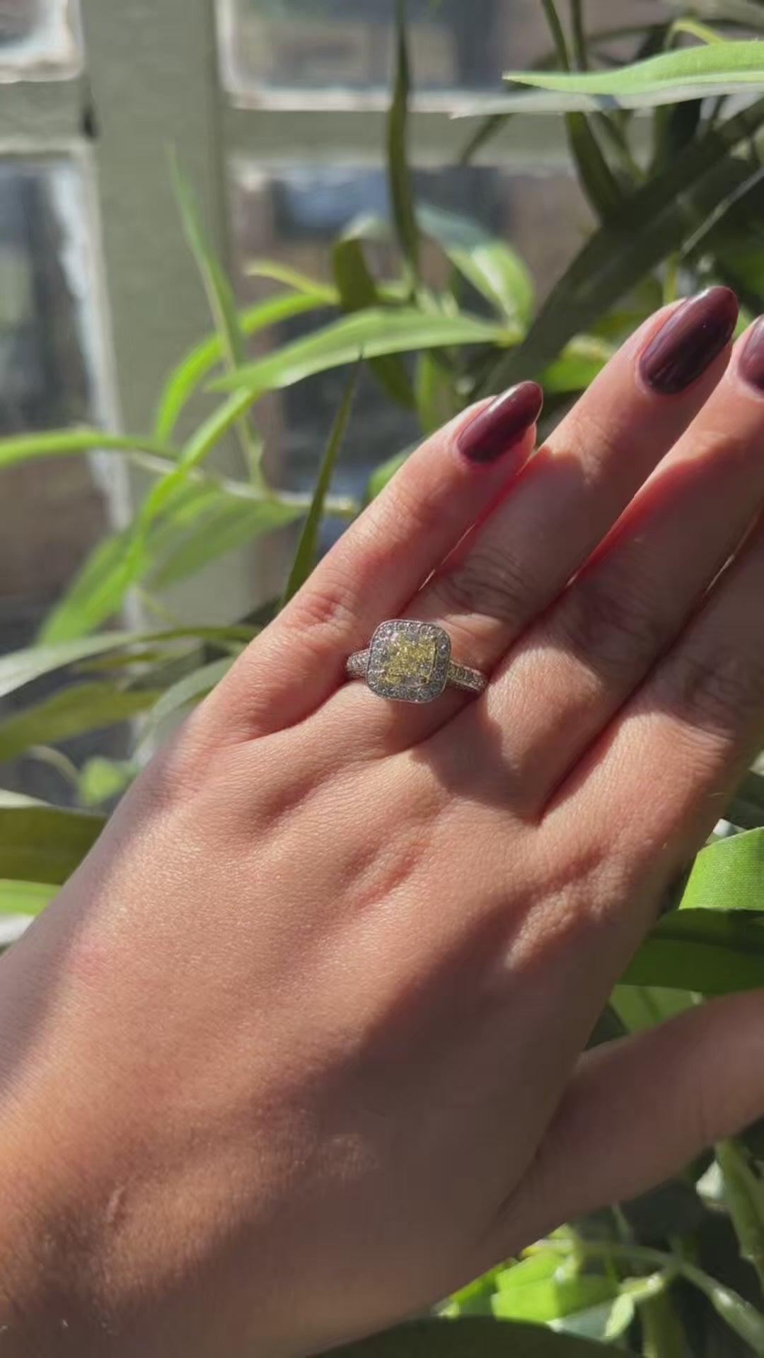 1.70ct Natural Fancy Yellow Diamond Cluster Ring