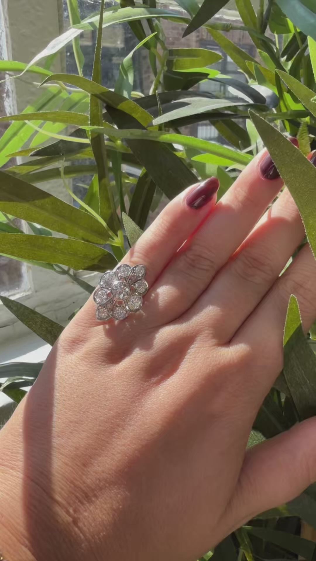 Vintage Old Cut Diamond Cluster Panel Ring