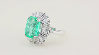 Vintage Emerald and Diamond Ballerina Ring