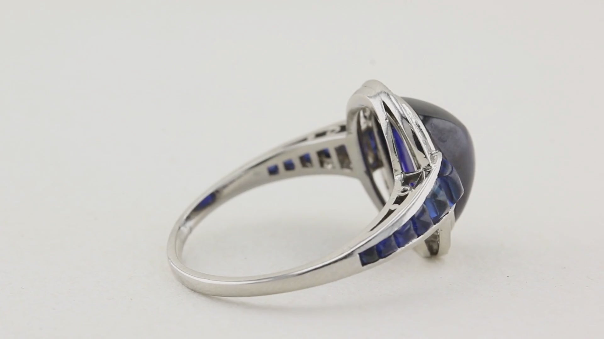 Antique Natural Sugarloaf Sapphire Cluster Ring