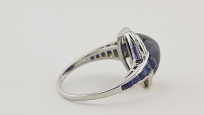 Antique Natural Sugarloaf Sapphire Cluster Ring