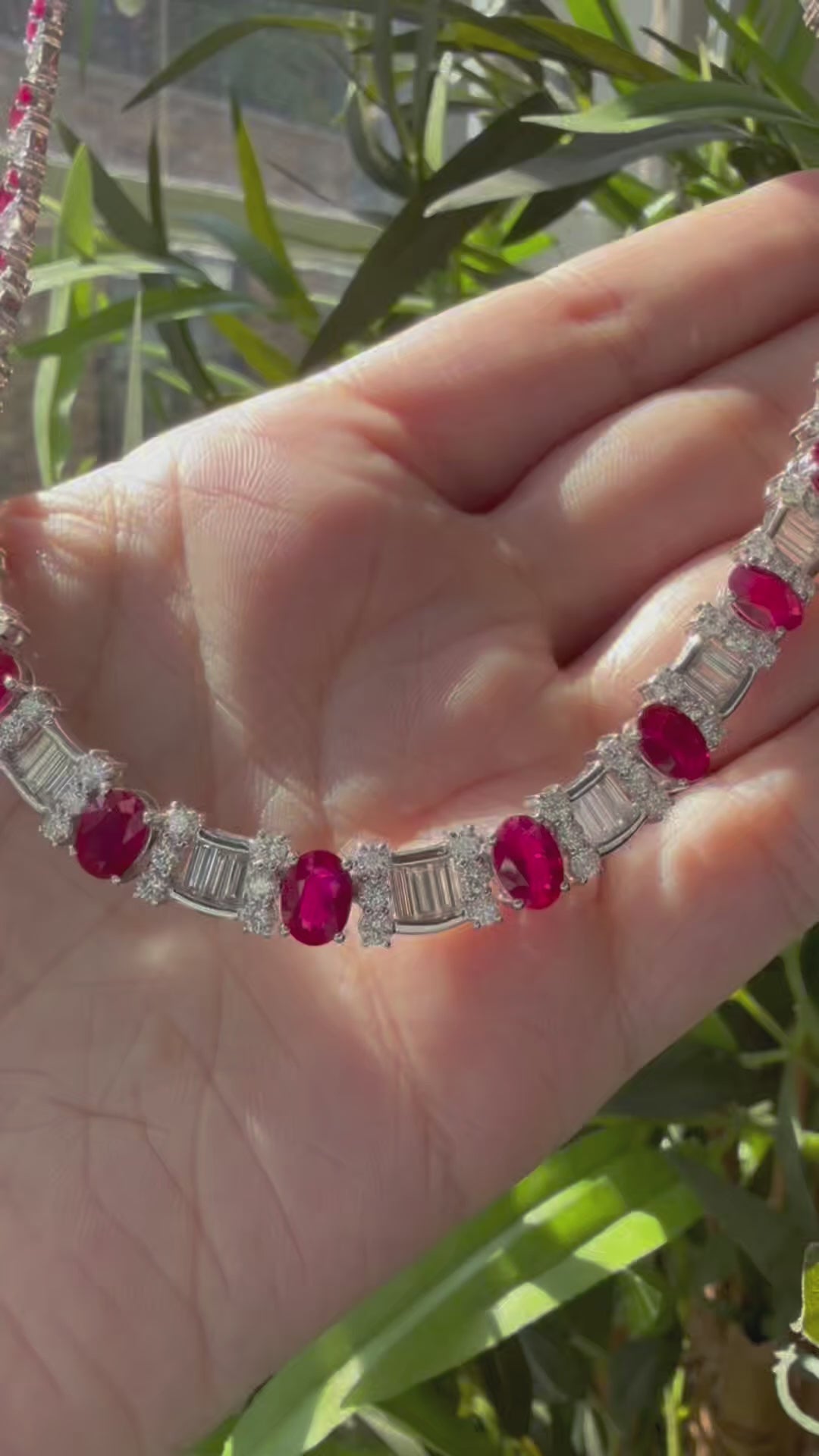 Vintage Rare Certified Burma Ruby &amp; Diamond Collar Necklace