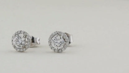 1.00ct Halo Diamond Stud Earrings