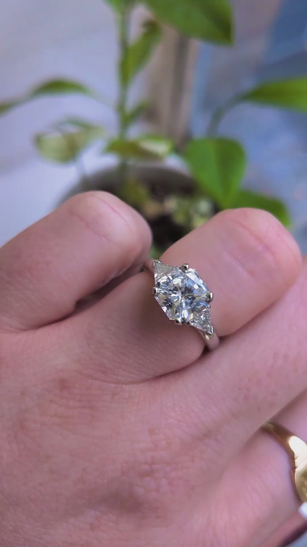 2.02ct Radiant Cut Diamond Three Stone Ring
