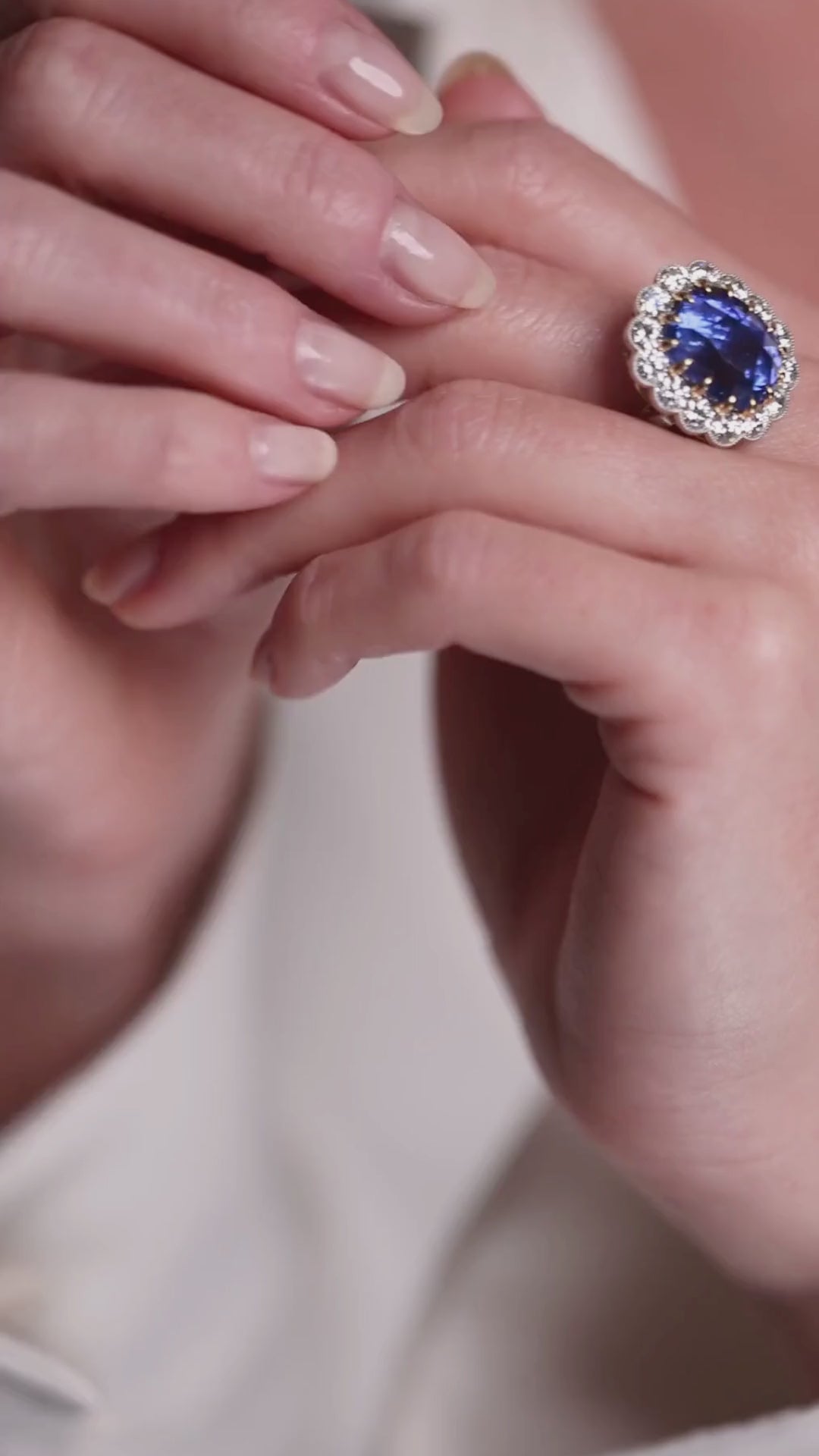 Natural No Heat Sapphire and Diamond Cluster Ring