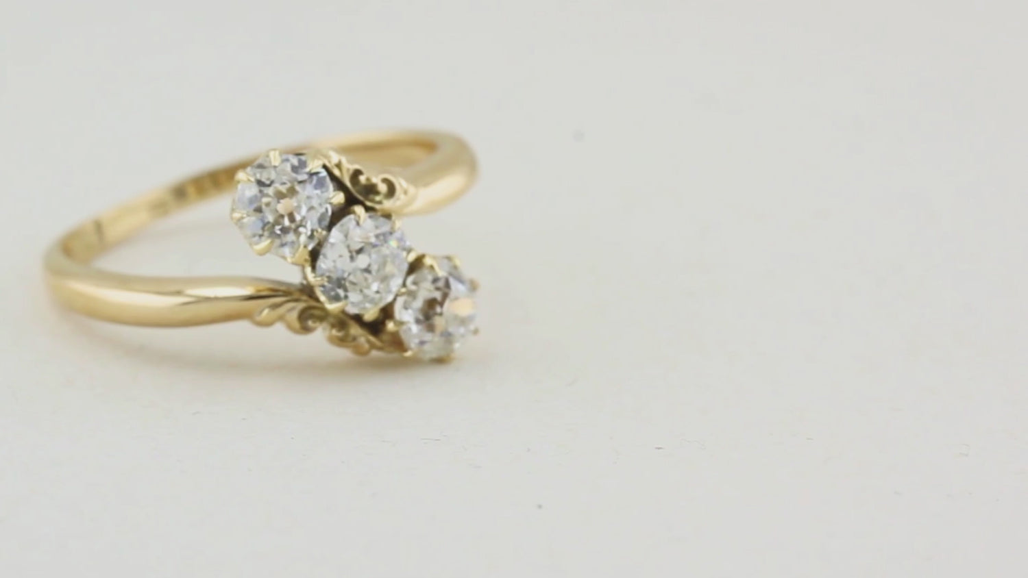 Vintage Three Stone Old Cut Diamond Twist Ring
