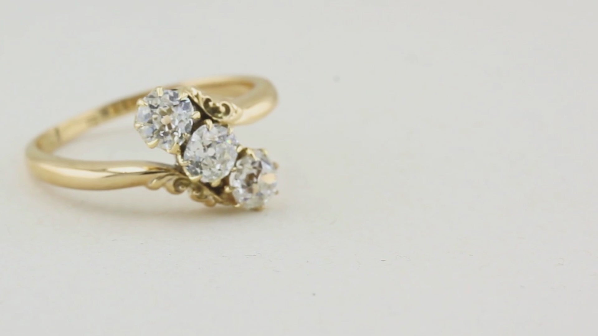 Antique Old Cut Diamond Three Stone Twist Ring