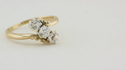 Vintage Three Stone Old Cut Diamond Twist Ring