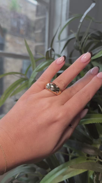 De Beers Chunky Gold and Diamond Ring