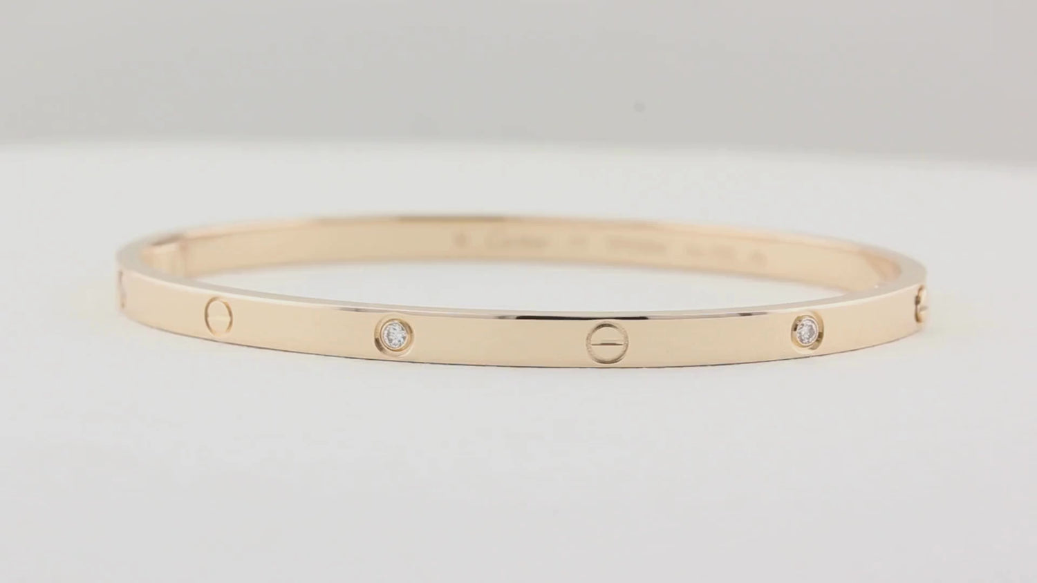 Cartier SM Rose Gold Diamond Love Bracelet - Size 17