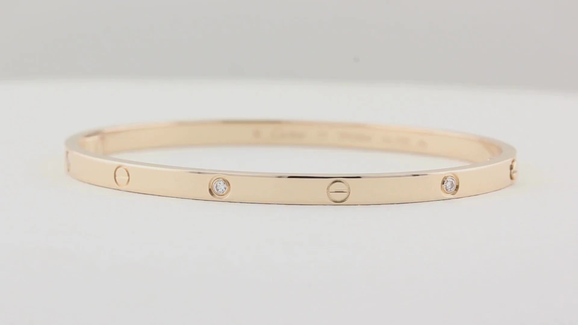 Cartier SM Rose Gold Diamond Love Bracelet - Size 17