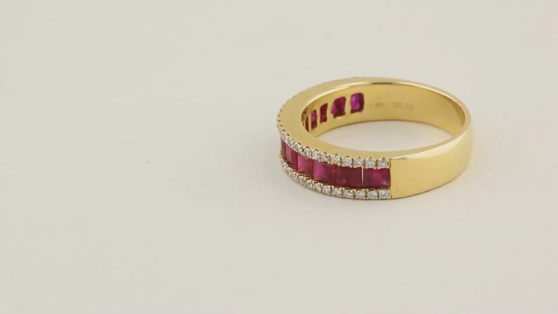 Ruby and Diamond Half Eternity Ring
