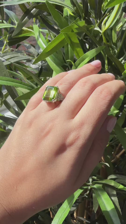 Peridot and Diamond Cocktail Ring