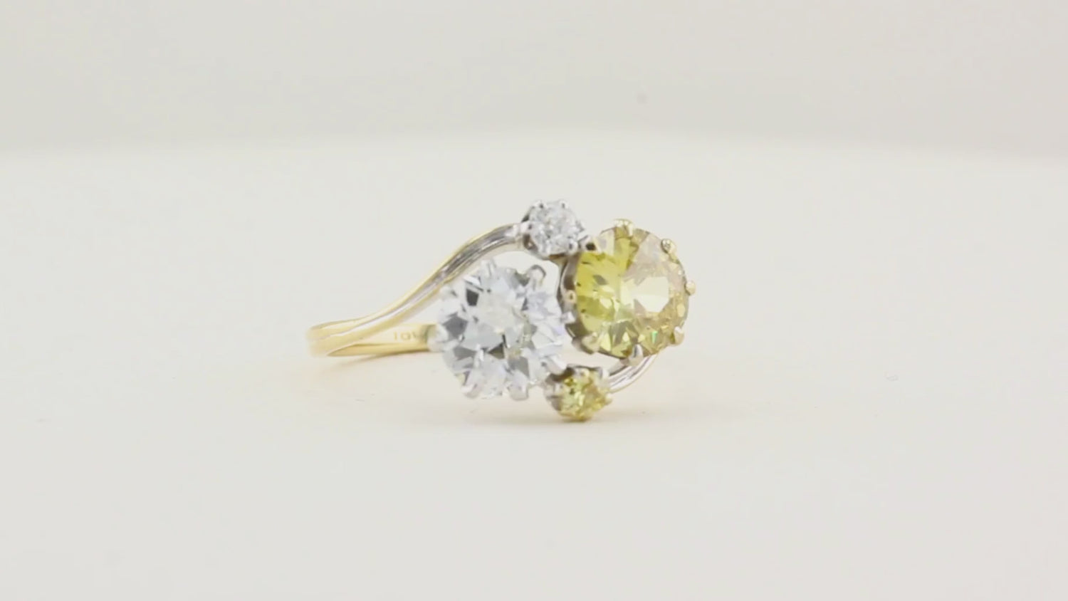 Antique Yellow and White Diamond Ring