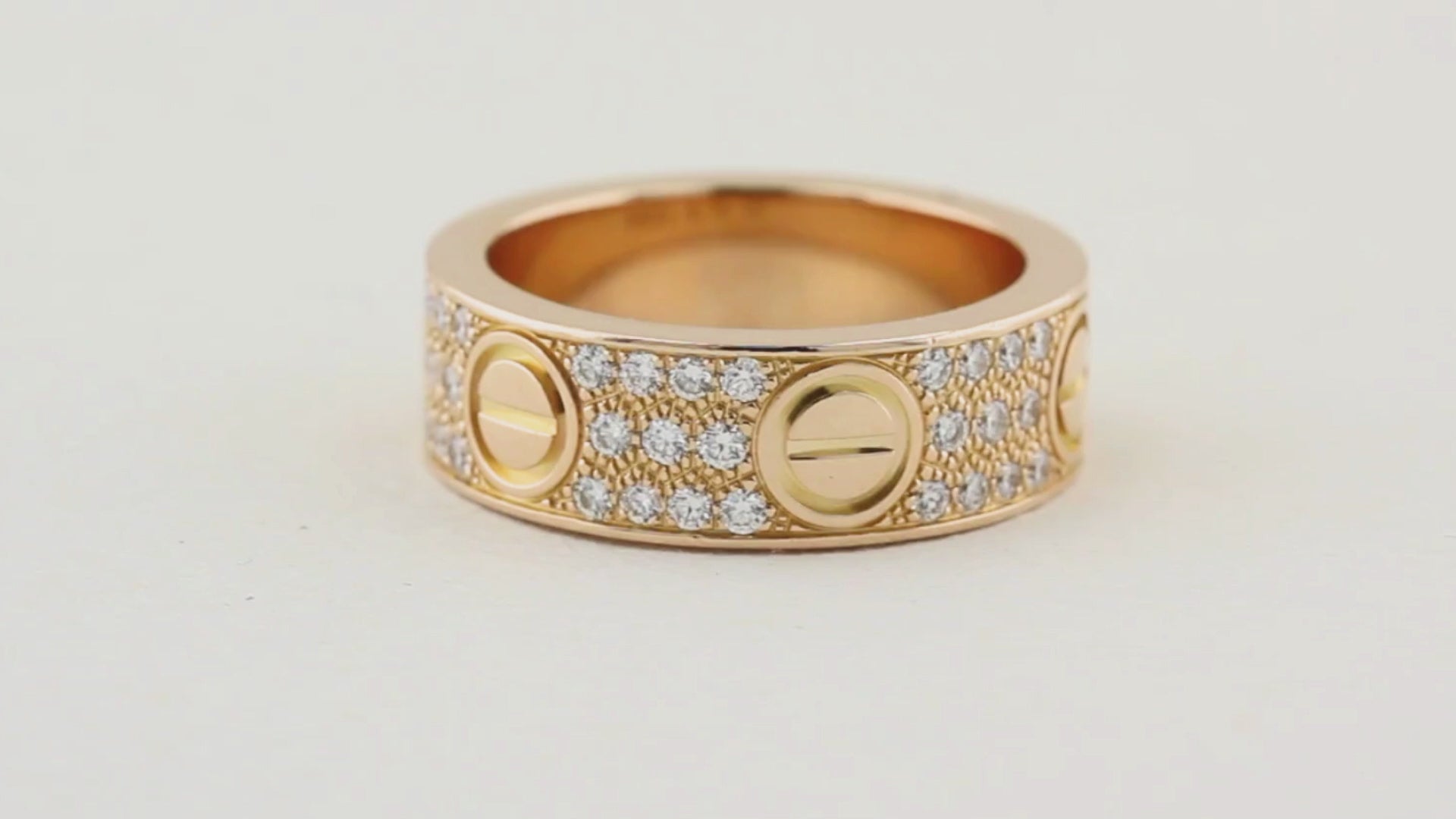Cartier Rose Gold Pave Diamond Love Ring - Size 52