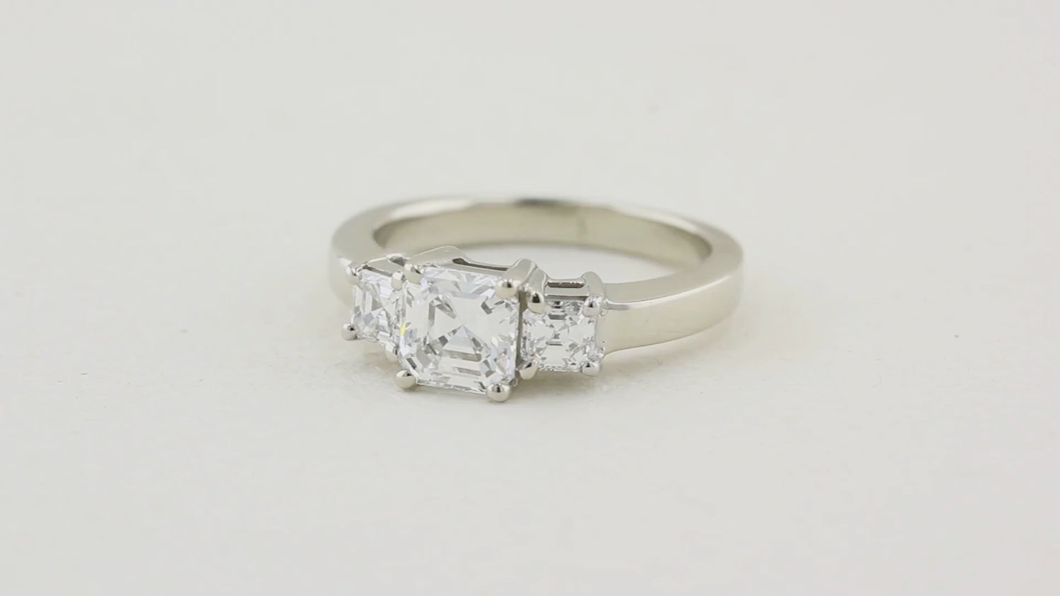 Asscher Cut Diamond Three Stone Ring