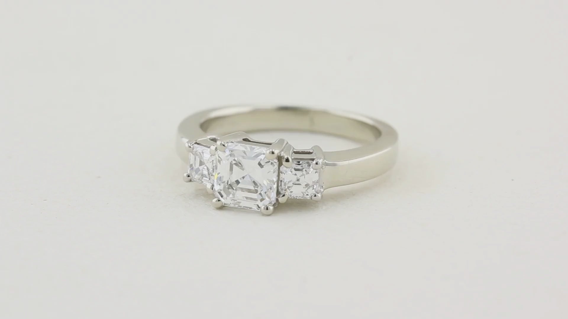 Asscher Cut Diamond Three Stone Ring