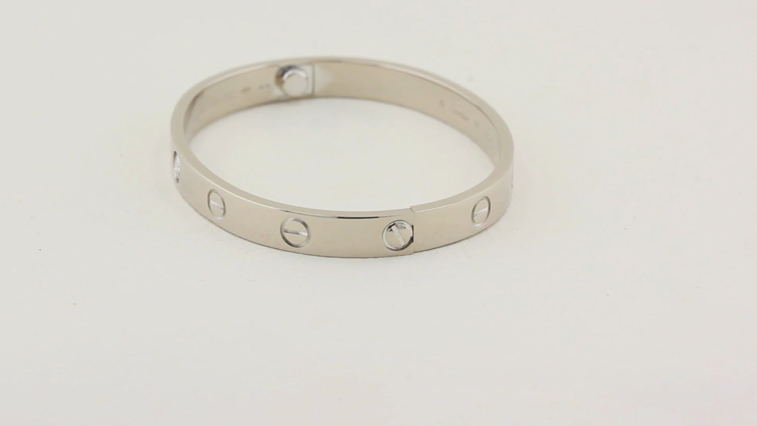 Cartier White Gold Single Diamond Love Bracelet - Size 16