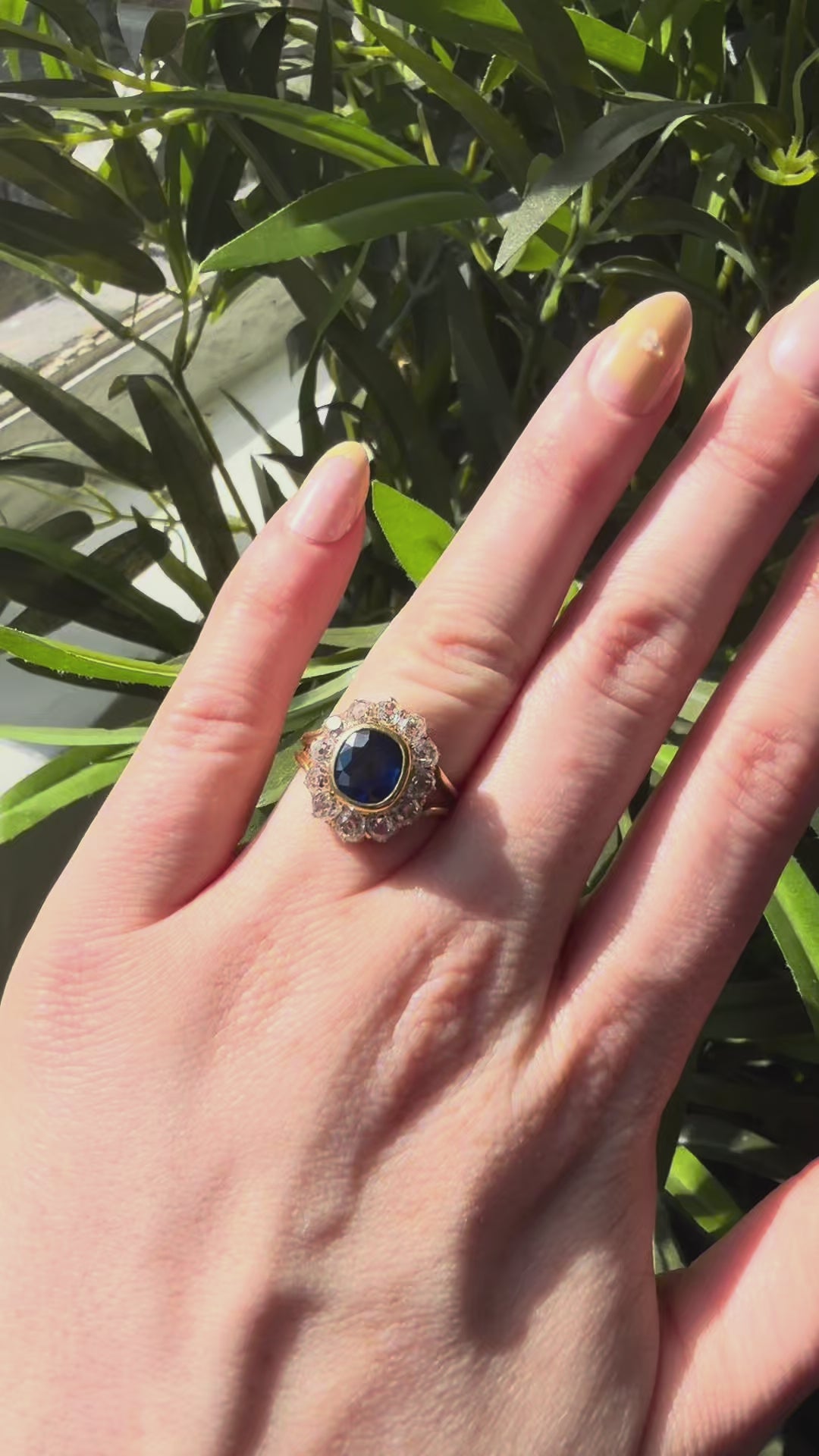 Vintage Sapphire and Diamond Cluster Ring