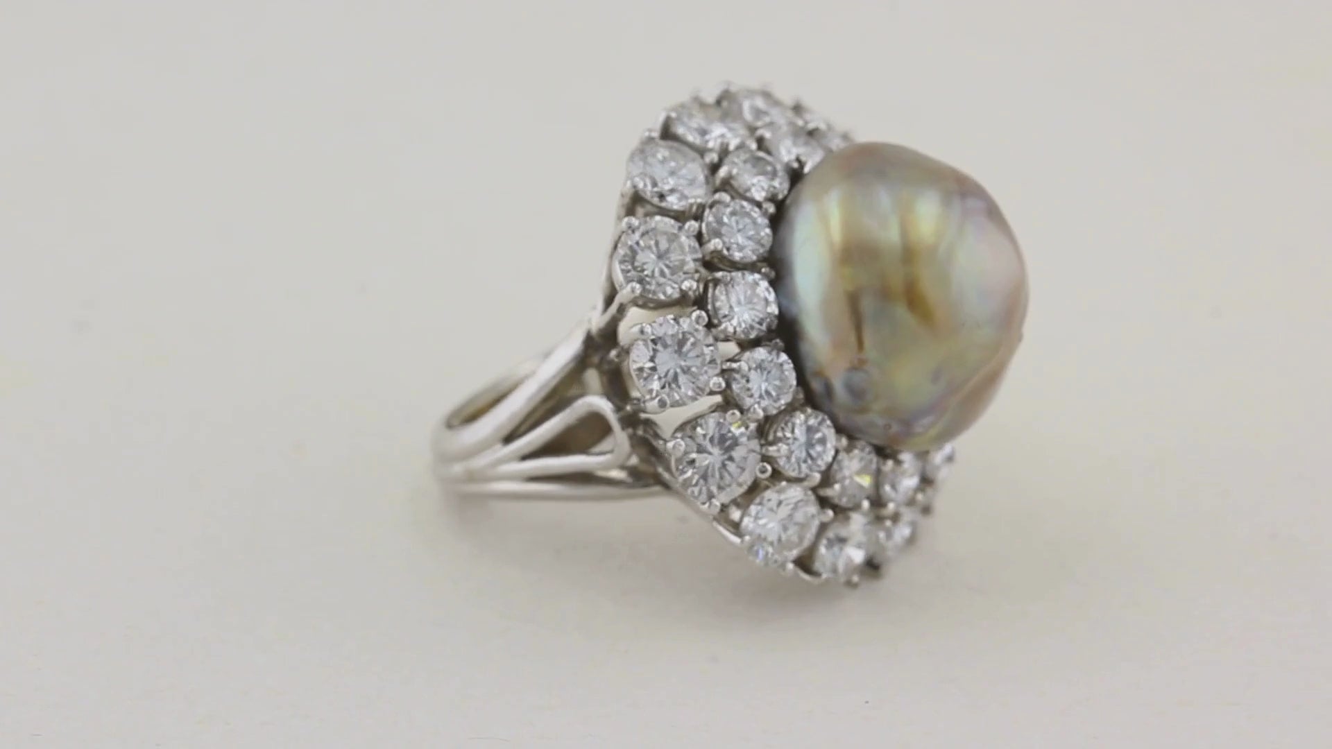 21.49ct Natural Saltwater Pearl and Diamond Dress Ring