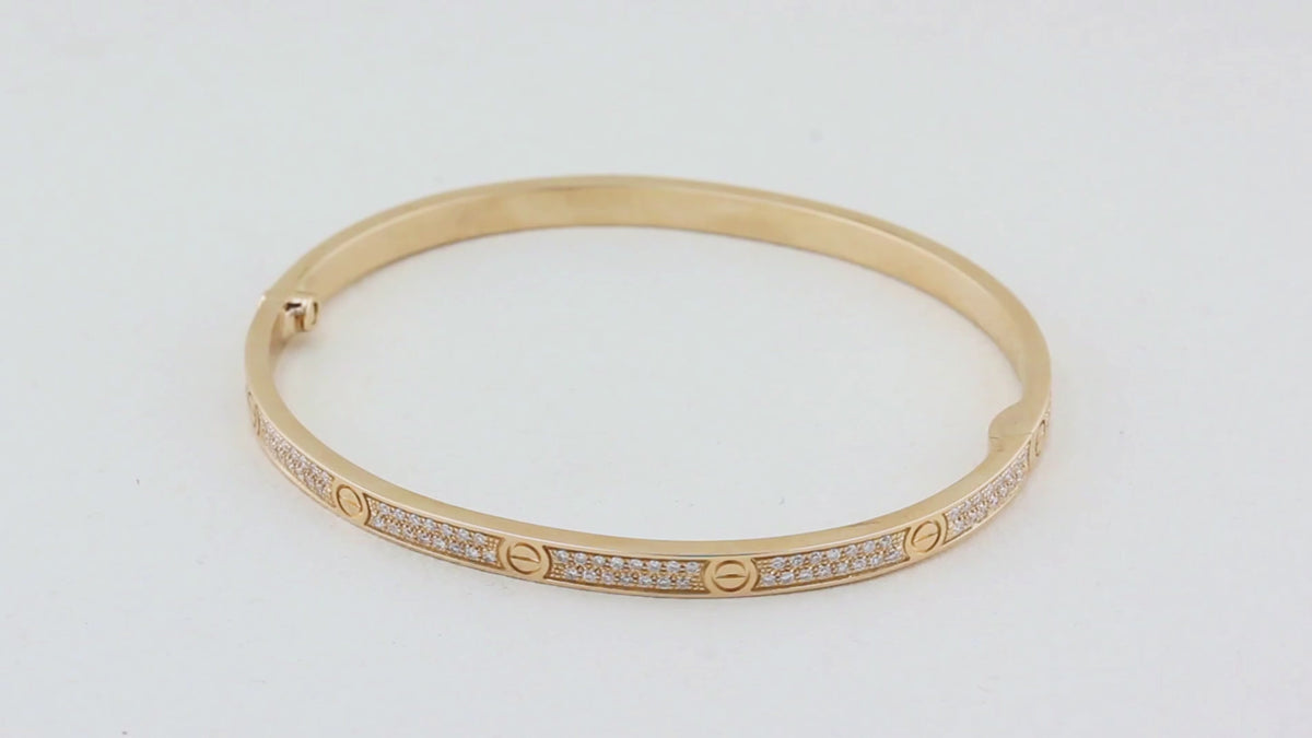 Cartier Rose Gold Pave Set SM Love Bracelet - Size 18