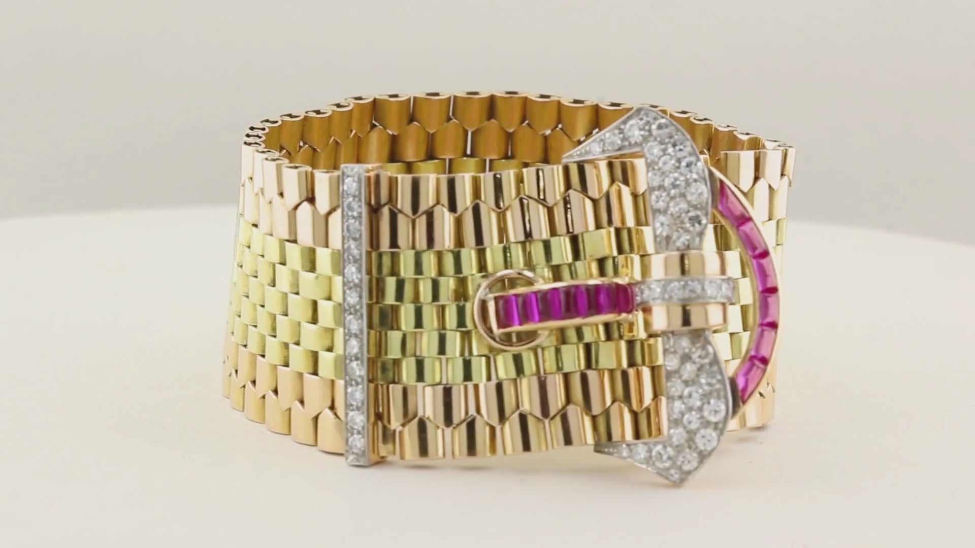 Tiffany &amp; Co. Diamond and Ruby 18ct Gold Belt Buckle Bracelet