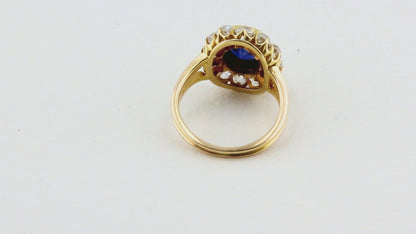 Vintage Sapphire and Diamond Cluster Ring