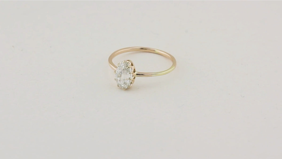 Edwardian 0.95ct Old Cut Pear Diamond Ring
