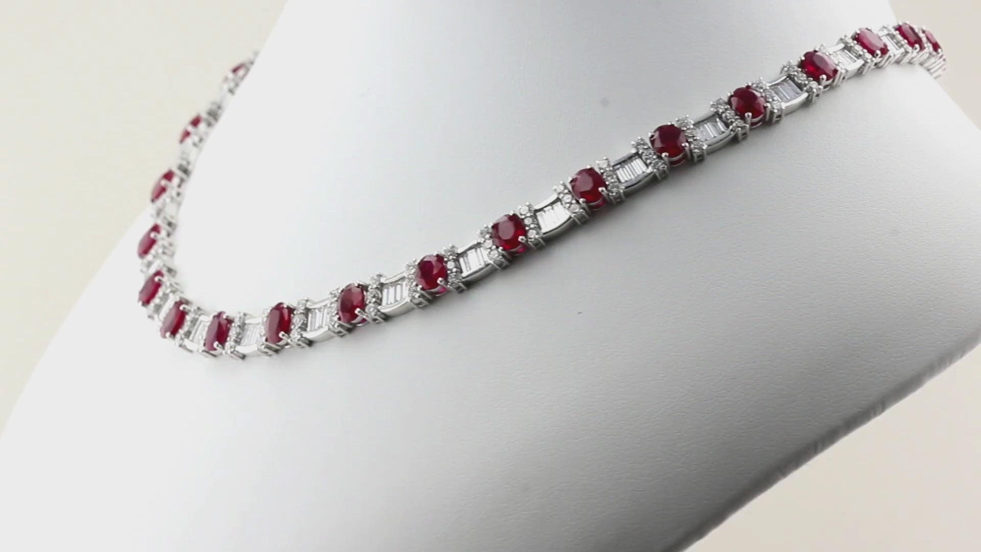 Vintage Rare Certified Burma Ruby &amp; Diamond Collar Necklace