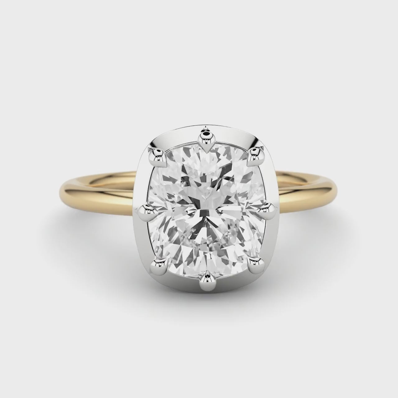 Georgian Style Cushion Cut Diamond Button Back Ring