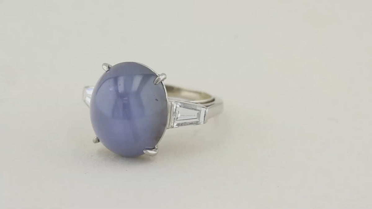 Vintage Star Sapphire and Diamond Ring