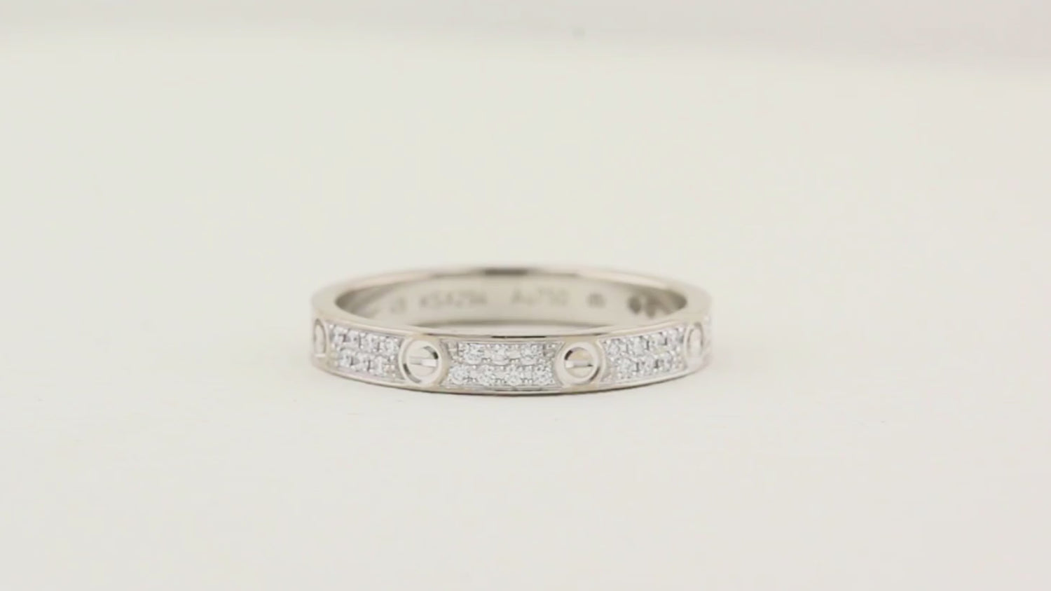 Cartier White Gold Mini Model Pave Love Ring - Size 49