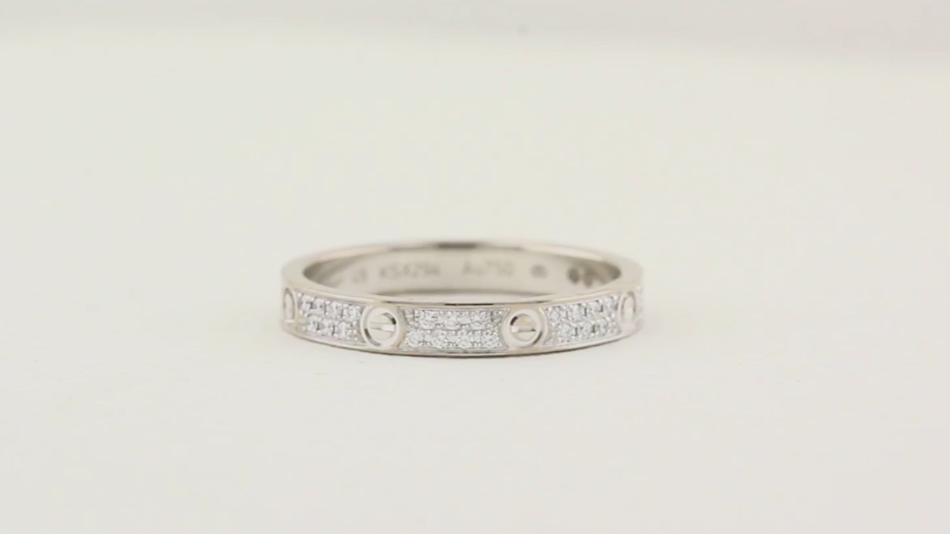 Cartier White Gold Mini Model Pave Love Ring - Size 49