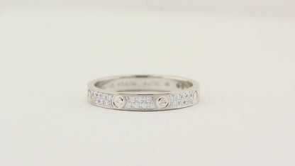 Cartier White Gold Mini Model Pave Love Ring - Size 49