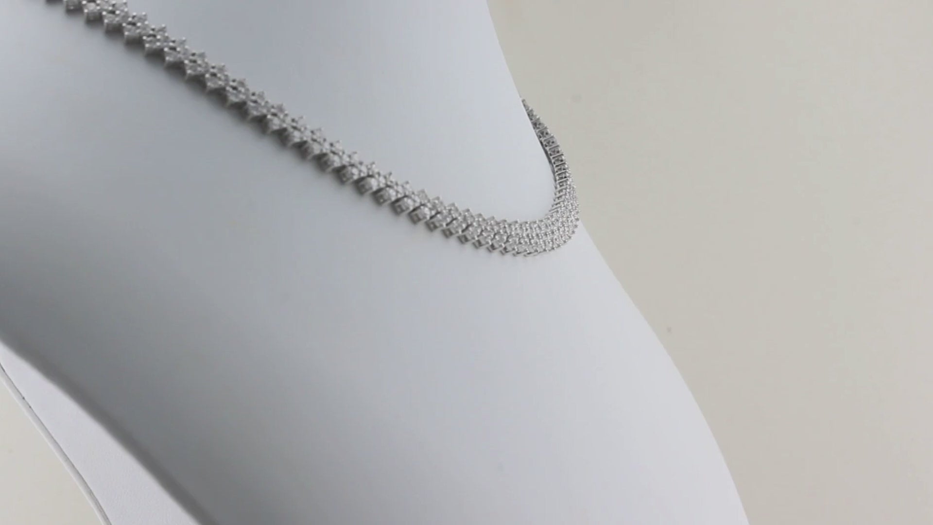 White Gold Three Row Tennis Necklace