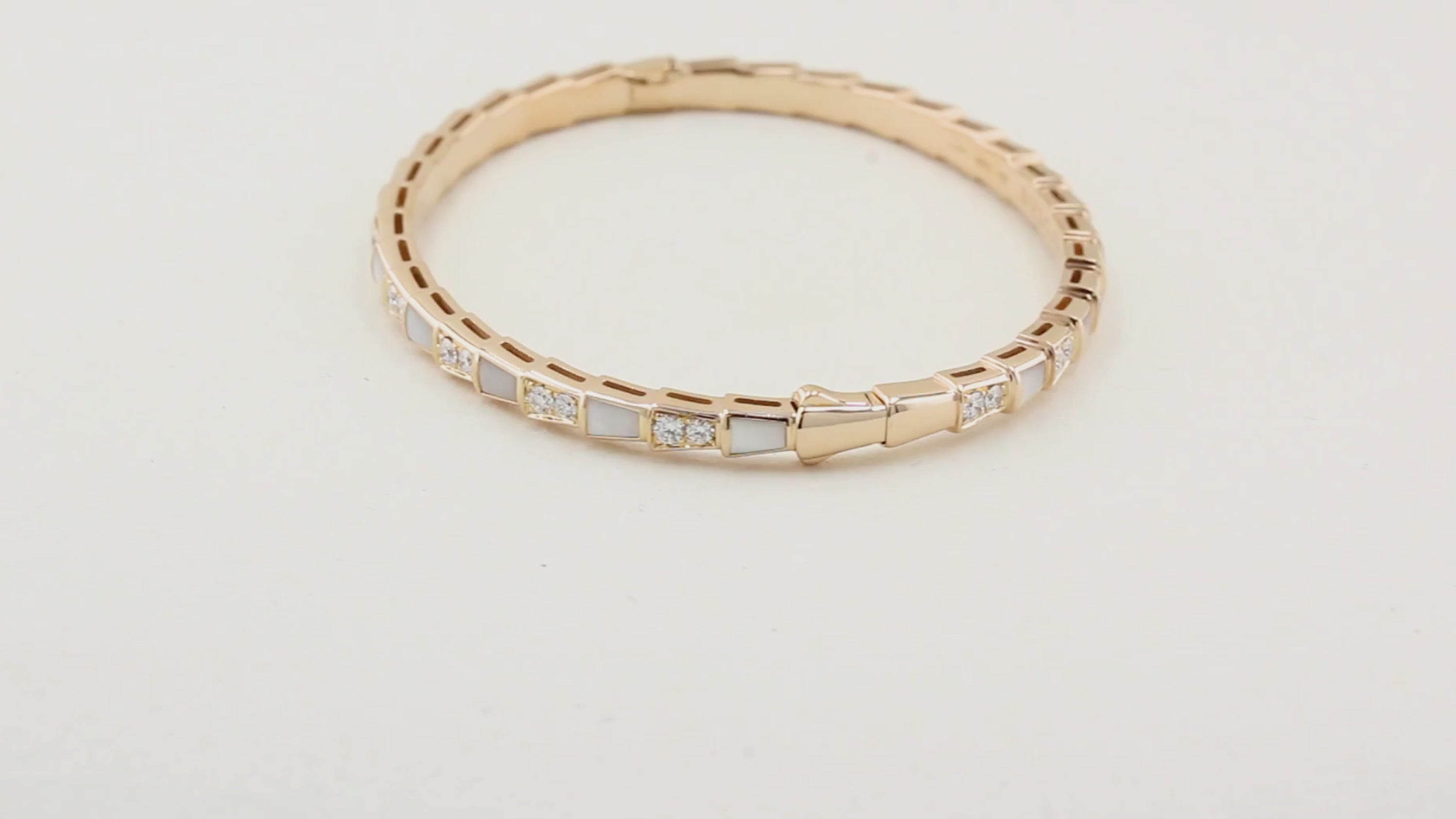 Bvlgari Serpenti Viper Diamond Mother of Pearl Gold Bracelet