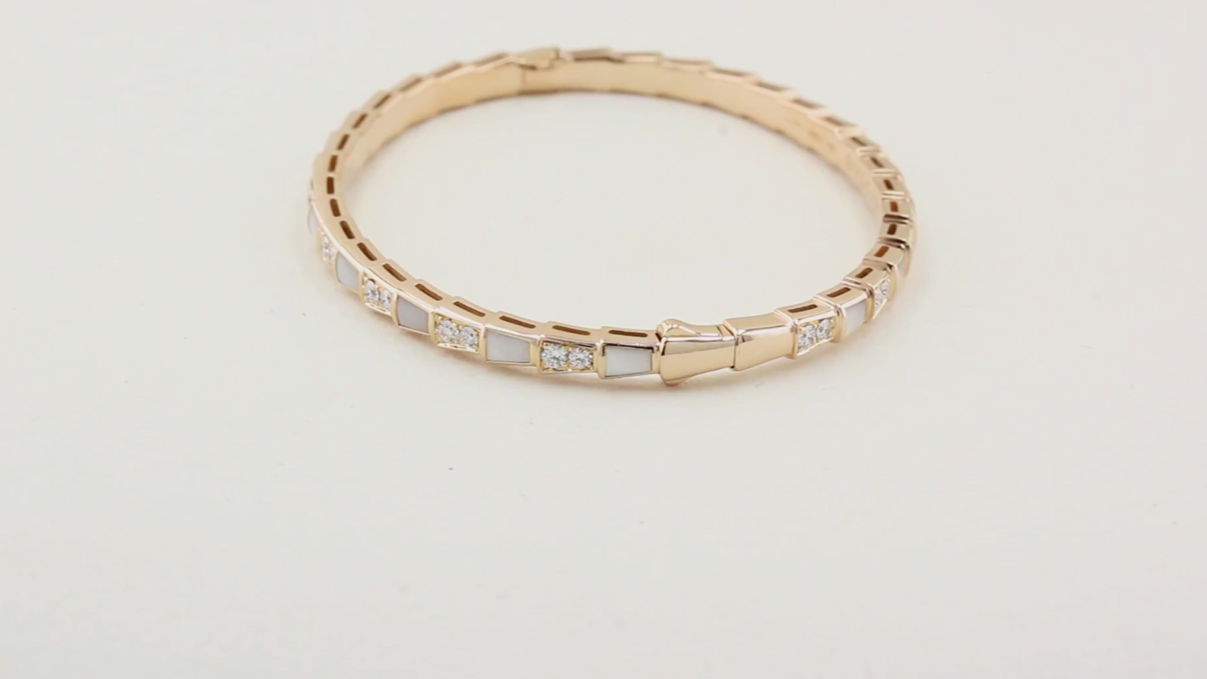 Bvlgari Serpenti Viper Diamond Mother of Pearl Gold Bracelet